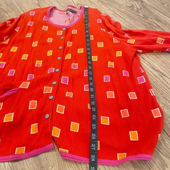 Gudrun Sjoden Orange Geometric Knit Cardigan XXL – Boho Lagenlook Style Organic - Picture 7 of 7